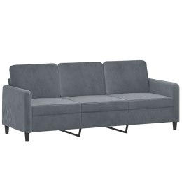 SOFA 3-OSOBOWA CIEMNOSZARA 180CM OBITA AKSAMITEM
