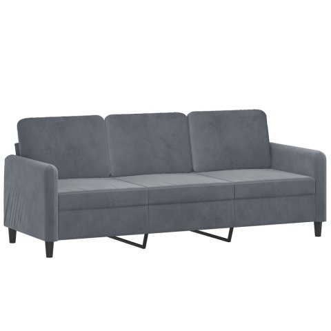 SOFA 3-OSOBOWA CIEMNOSZARA 180CM OBITA AKSAMITEM