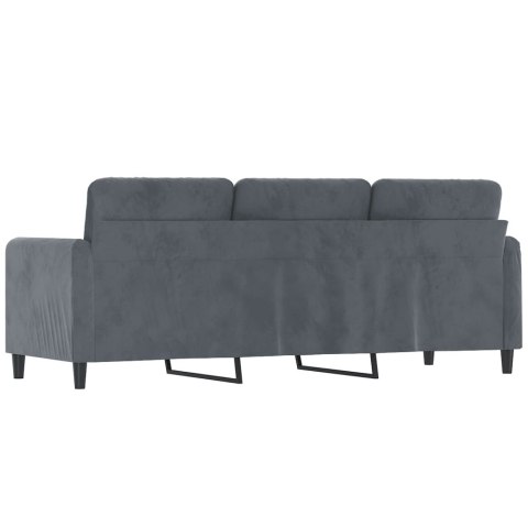 SOFA 3-OSOBOWA CIEMNOSZARA 180CM OBITA AKSAMITEM