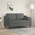 2-OSOBOWA SOFA Z PODUSZKAMI CIEMNOSZARA 120CM TKANINA