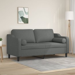 2-OSOBOWA SOFA Z PODUSZKAMI CIEMNOSZARA 140CM TKANINA