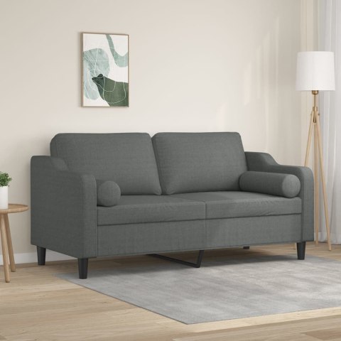 2-OSOBOWA SOFA Z PODUSZKAMI CIEMNOSZARA 140CM TKANINA
