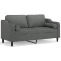 2-OSOBOWA SOFA Z PODUSZKAMI CIEMNOSZARA 140CM TKANINA