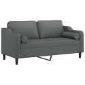 2-OSOBOWA SOFA Z PODUSZKAMI CIEMNOSZARA 140CM TKANINA