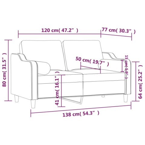 2-OSOBOWA SOFA Z PODUSZKAMI CZARNA 120CM TKANINA