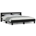 RAMA ŁÓŻKA Z WEZGŁOWIEM I LED CZARNA 160X200CM