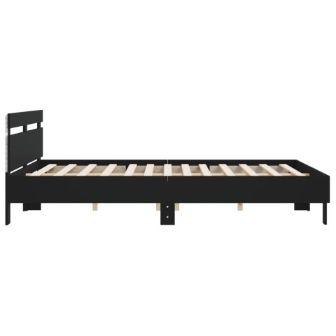 RAMA ŁÓŻKA Z WEZGŁOWIEM I LED CZARNA 160X200CM