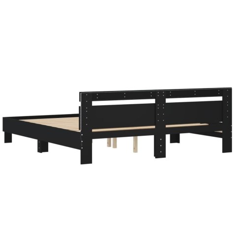 RAMA ŁÓŻKA Z WEZGŁOWIEM I LED CZARNA 160X200CM