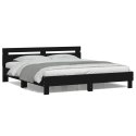 RAMA ŁÓŻKA Z WEZGŁOWIEM I LED CZARNA 200X200CM