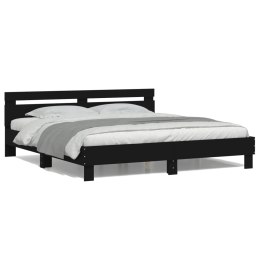 RAMA ŁÓŻKA Z WEZGŁOWIEM I LED CZARNA 200X200CM