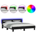 RAMA ŁÓŻKA Z WEZGŁOWIEM I LED CZARNA 200X200CM
