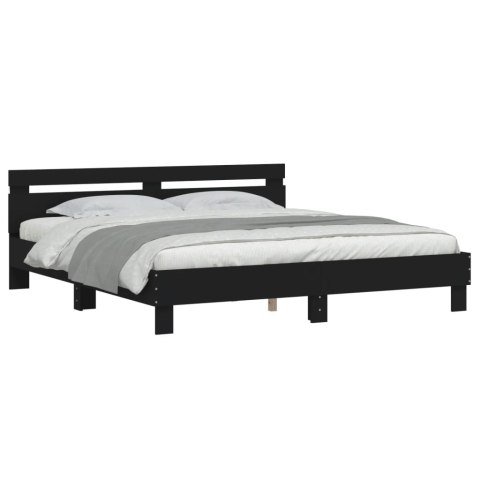 RAMA ŁÓŻKA Z WEZGŁOWIEM I LED CZARNA 200X200CM