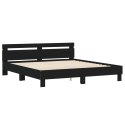 RAMA ŁÓŻKA Z WEZGŁOWIEM I LED CZARNA 200X200CM