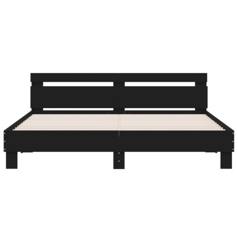 RAMA ŁÓŻKA Z WEZGŁOWIEM I LED CZARNA 200X200CM