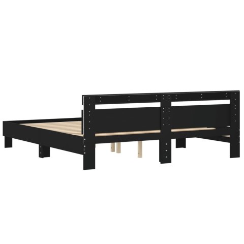 RAMA ŁÓŻKA Z WEZGŁOWIEM I LED CZARNA 200X200CM