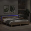 RAMA ŁÓŻKA Z WEZGŁOWIEM I LED DĄB SONOMA 180X200CM