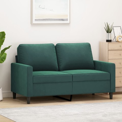 SOFA 2-OSOBOWA CIEMNOZIELONA 120CM TAPICEROWANA AKSAMITEM