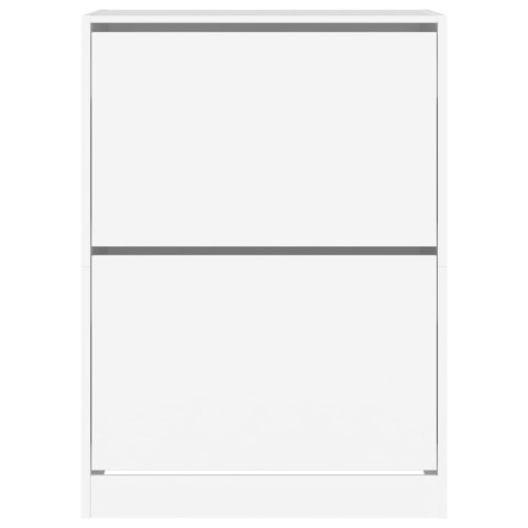 SZAFKA NA BUTY Z 2 UCHYLANYMI SZUFLADAMI BIAŁA 80X42X108CM