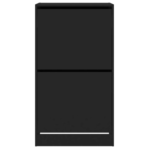 SZAFKA NA BUTY Z 2 UCHYLANYMI SZUFLADAMI CZARNA 60X42X108CM