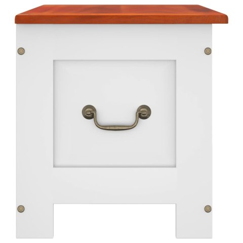 SKRZYNIA Z POKRYWĄ BRĄZOWO-BIAŁA LITE DREWNO AKACJOWE