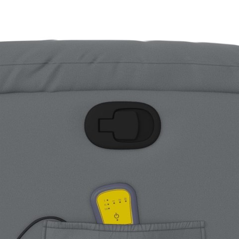 ROZKŁADANY FOTEL MASUJĄCY SZARY OBITY SZTUCZNĄ SKÓRĄ