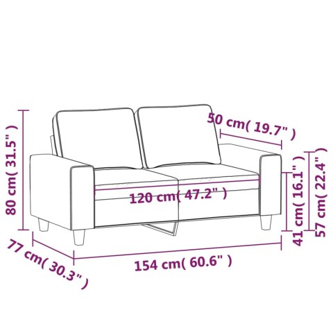 SOFA 2-OSOBOWA KOLOR TAUPE 120CM TAPICEROWANA TKANINĄ