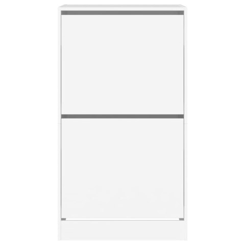 SZAFKA NA BUTY Z 2 UCHYLANYMI SZUFLADAMI BIAŁA 60X42X108CM