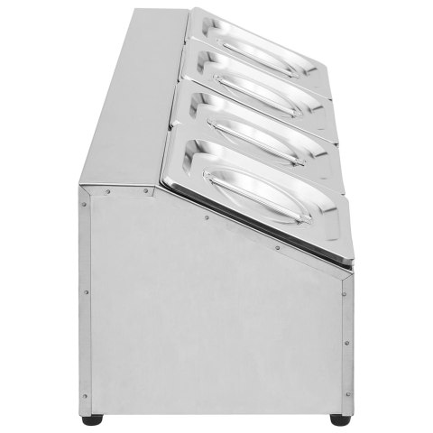 EKSPOZYTOR Z 4 POJEMNIKAMI GN 1/6 STAL NIERDZEWNA