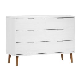 KOMODA MOLDE BIAŁA 113X40X80CM LITE DREWNO SOSNOWE