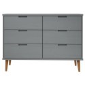 KOMODA MOLDE SZARA 113X40X80CM LITE DREWNO SOSNOWE