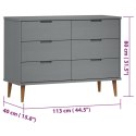 KOMODA MOLDE SZARA 113X40X80CM LITE DREWNO SOSNOWE