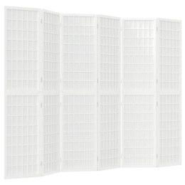 SKŁADANY PARAWAN 6-PANELOWY STYL JAPOŃSKI 240X170CM BIAŁY