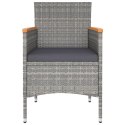 5-CZ. ZESTAW MEBLI BISTRO RATTAN PE I HARTOWANE SZKŁO SZARY