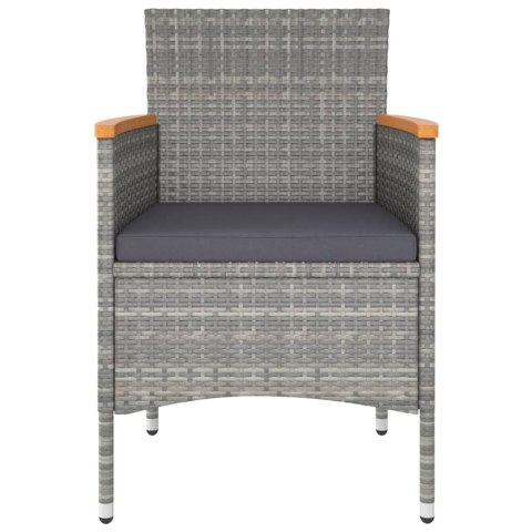 5-CZ. ZESTAW MEBLI BISTRO RATTAN PE I HARTOWANE SZKŁO SZARY