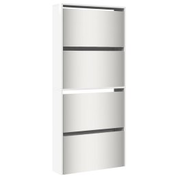 SZAFKA NA BUTY Z LUSTREM 4-POZIOMY BIAŁA POŁYSK 63X17X134CM