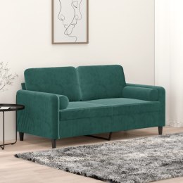 2-OSOBOWA SOFA Z PODUSZKAMI CIEMNOZIELONA 140CM AKSAMIT