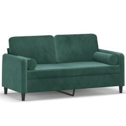 2-OSOBOWA SOFA Z PODUSZKAMI CIEMNOZIELONA 140CM AKSAMIT