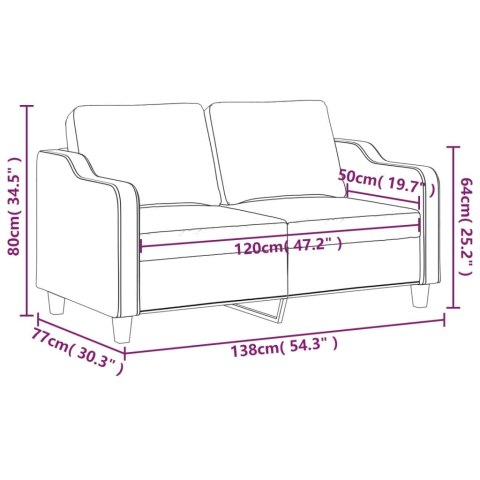 SOFA 2-OSOBOWA CZARNA 120CM TAPICEROWANA TKANINĄ