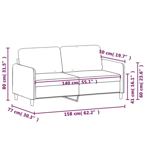 SOFA 2-OSOBOWA CZARNA 140CM TAPICEROWANA AKSAMITEM