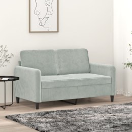 SOFA 2-OSOBOWA JASNOSZARA 120CM TAPICEROWANA AKSAMITEM