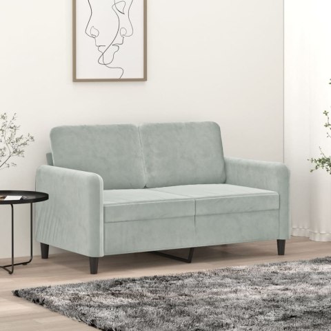 SOFA 2-OSOBOWA JASNOSZARA 120CM TAPICEROWANA AKSAMITEM