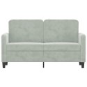 SOFA 2-OSOBOWA JASNOSZARA 120CM TAPICEROWANA AKSAMITEM