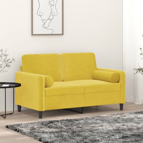 2-OSOBOWA SOFA Z PODUSZKAMI ŻÓŁTA 120CM AKSAMIT