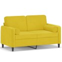 2-OSOBOWA SOFA Z PODUSZKAMI ŻÓŁTA 120CM AKSAMIT