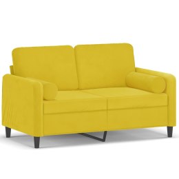 2-OSOBOWA SOFA Z PODUSZKAMI ŻÓŁTA 120CM AKSAMIT