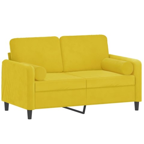 2-OSOBOWA SOFA Z PODUSZKAMI ŻÓŁTA 120CM AKSAMIT