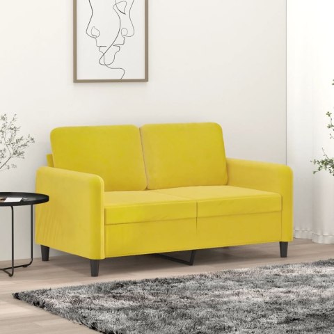 SOFA 2-OSOBOWA ŻÓŁTA 120CM TAPICEROWANA AKSAMITEM