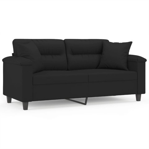 2-OSOBOWA SOFA Z PODUSZKAMI CZARNA 140CM MIKROFIBRA