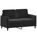 SOFA 2-OSOBOWA CZARNA 120CM TAPICEROWANA AKSAMITEM