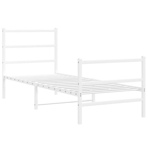 METALOWA RAMA ŁÓŻKA Z WEZGŁOWIEM I ZANÓŻKIEM, BIAŁA 80X200CM